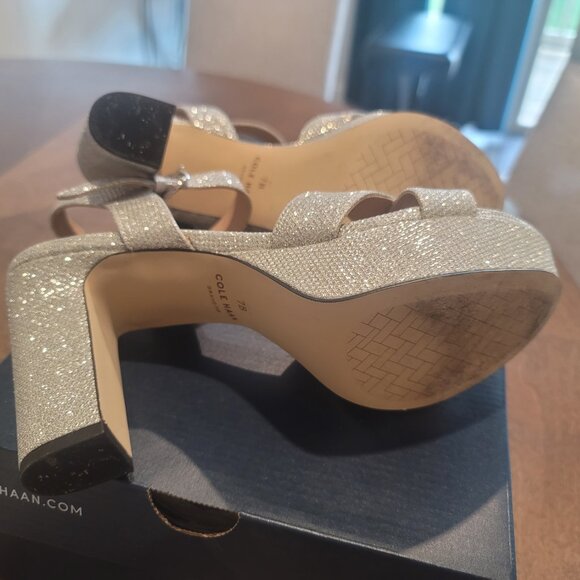 Cole Haan Women's Riannon Platform Sandal silver glitter mesh - Picture 9 of 14